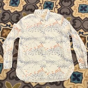 Barbour Pebble Shirt Button-Down Blue and Orange Fish Print